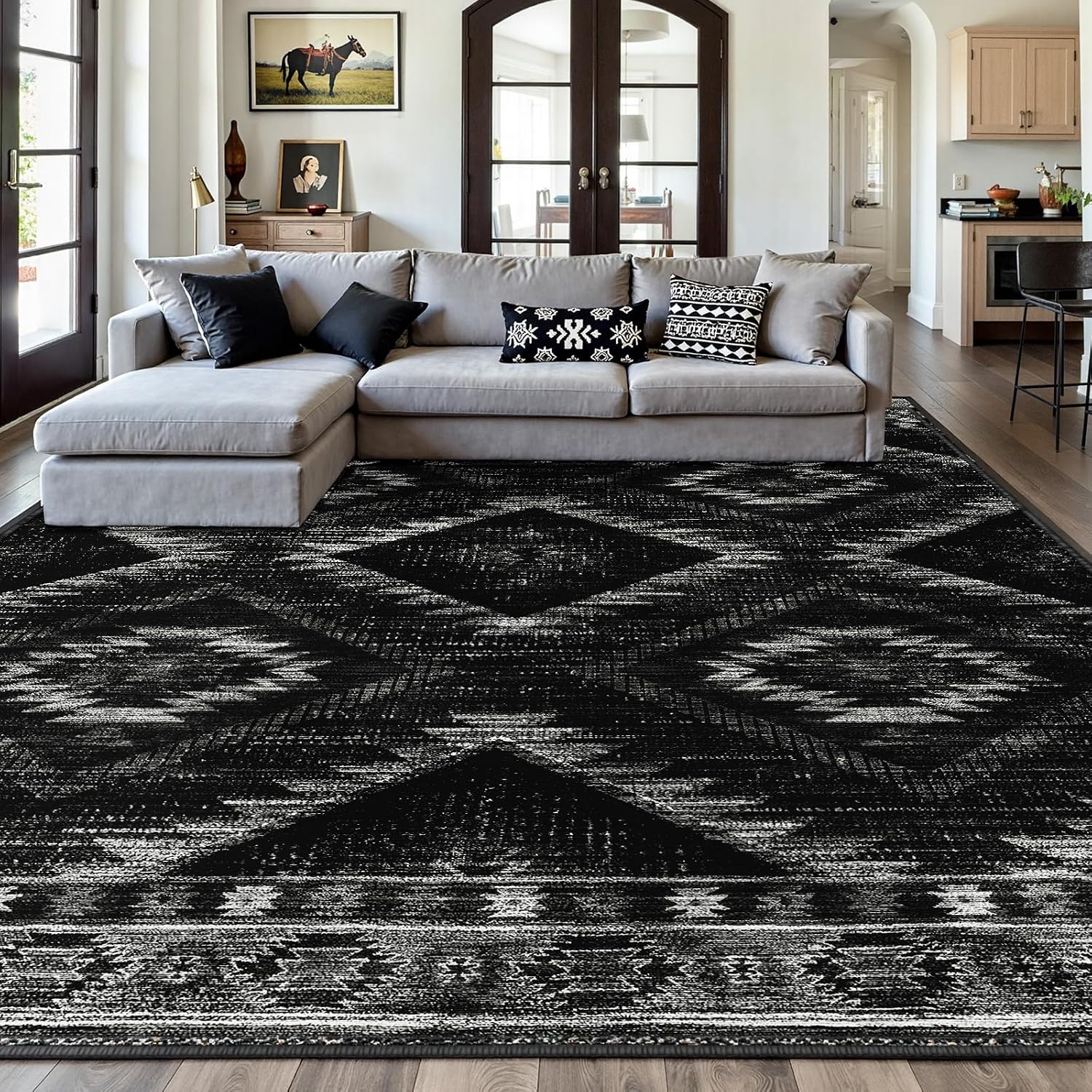 Detalle 2 de 9x12 Machine Washable Western Rug, Low Pile