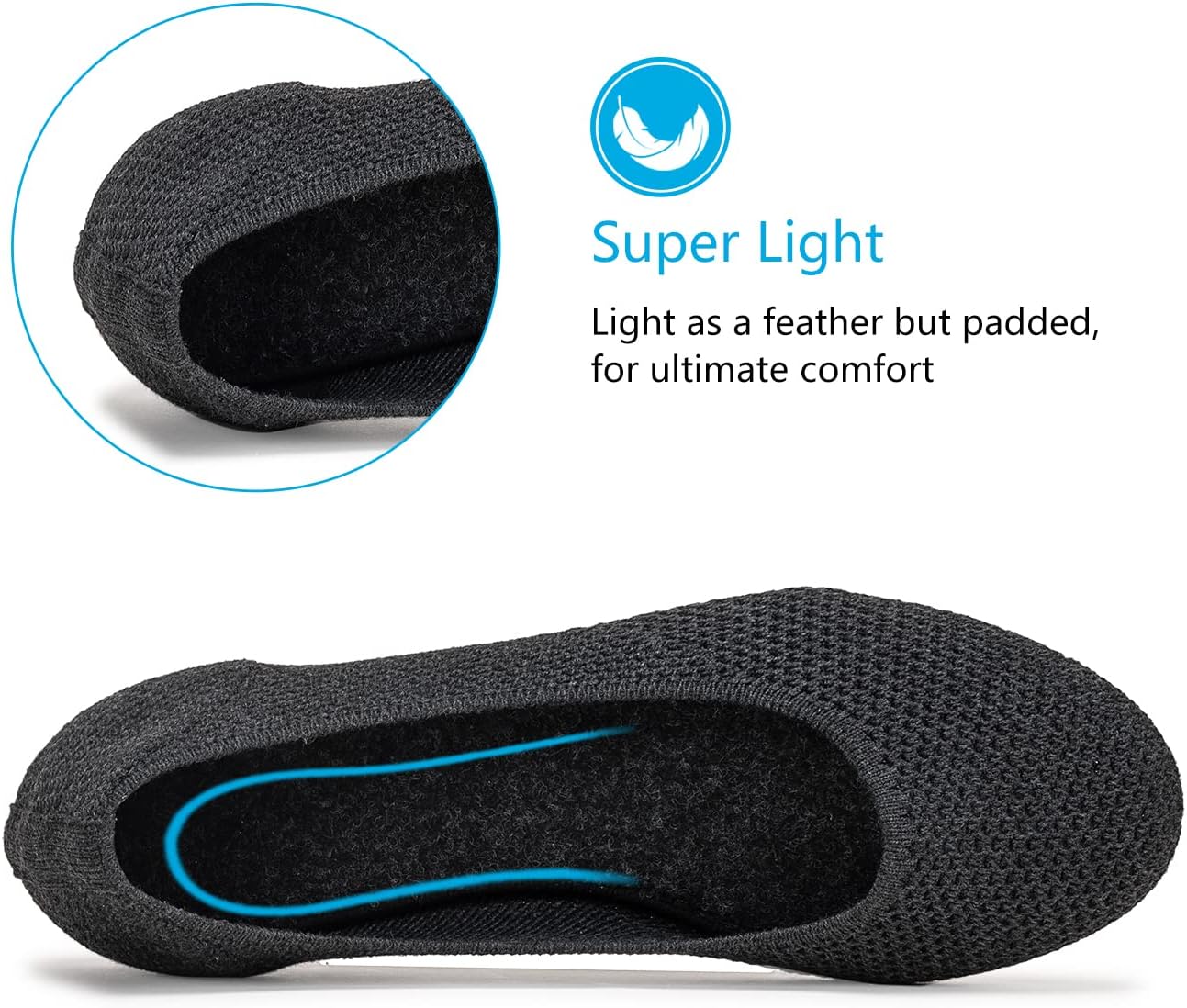 Thumbnail 4 de Frank Mully Damen Ballerinas Slip-On aus Strick mit runder Spitze – Runde Zehe