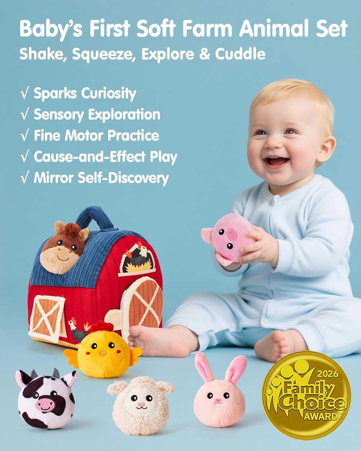 Thumbnail 1 de hahaland Surprise Barn Plush Baby Toys for 6 Months