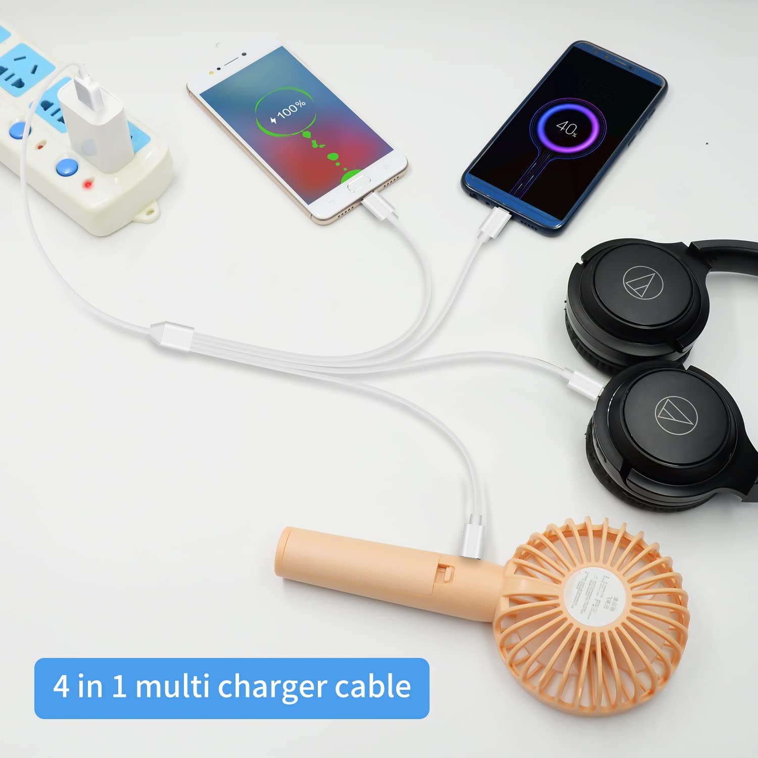 Detalle 2 de Duttek 4-in-1 USB Micro USB Charger Cable — 50cm, USB 2.0, 4 Micro USB Ports with 1 Data-Transfer Line