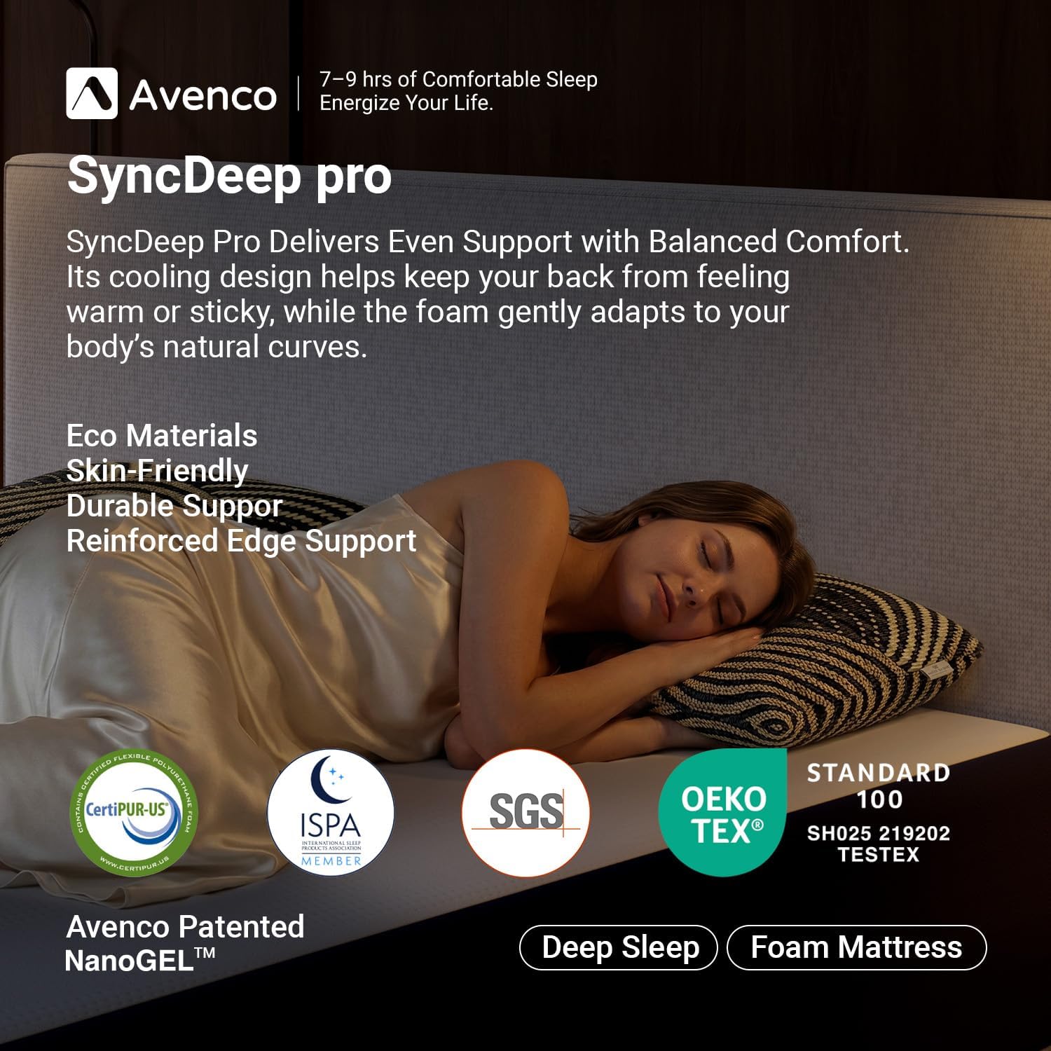 Detalle de Avenco AOMMP50 SyncDeep 12-Inch Queen Mattress, Gel Memory Foam