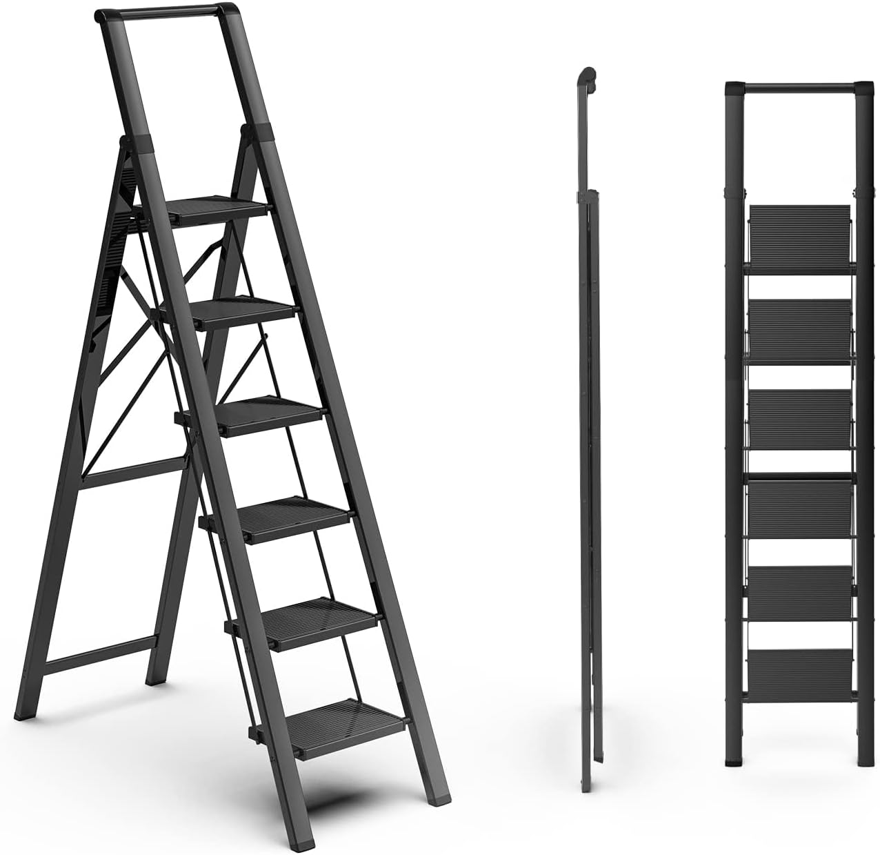 Detalle de Soladder S-FQT20B6-E 6-Step Folding Aluminum Ladder with Handrail
