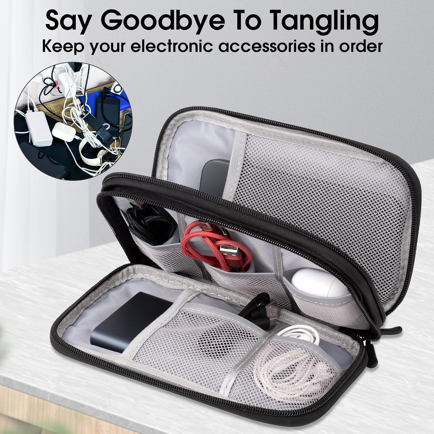 Thumbnail 5 de Travel Cable Organizer Bag, Double-Layer Electronics Case