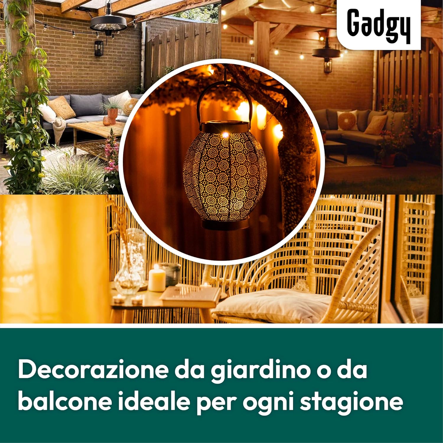 Thumbnail 3 de Gadgy Lanterna Solare da Esterno Fiore in metallo nero e oro (IP65) a LED