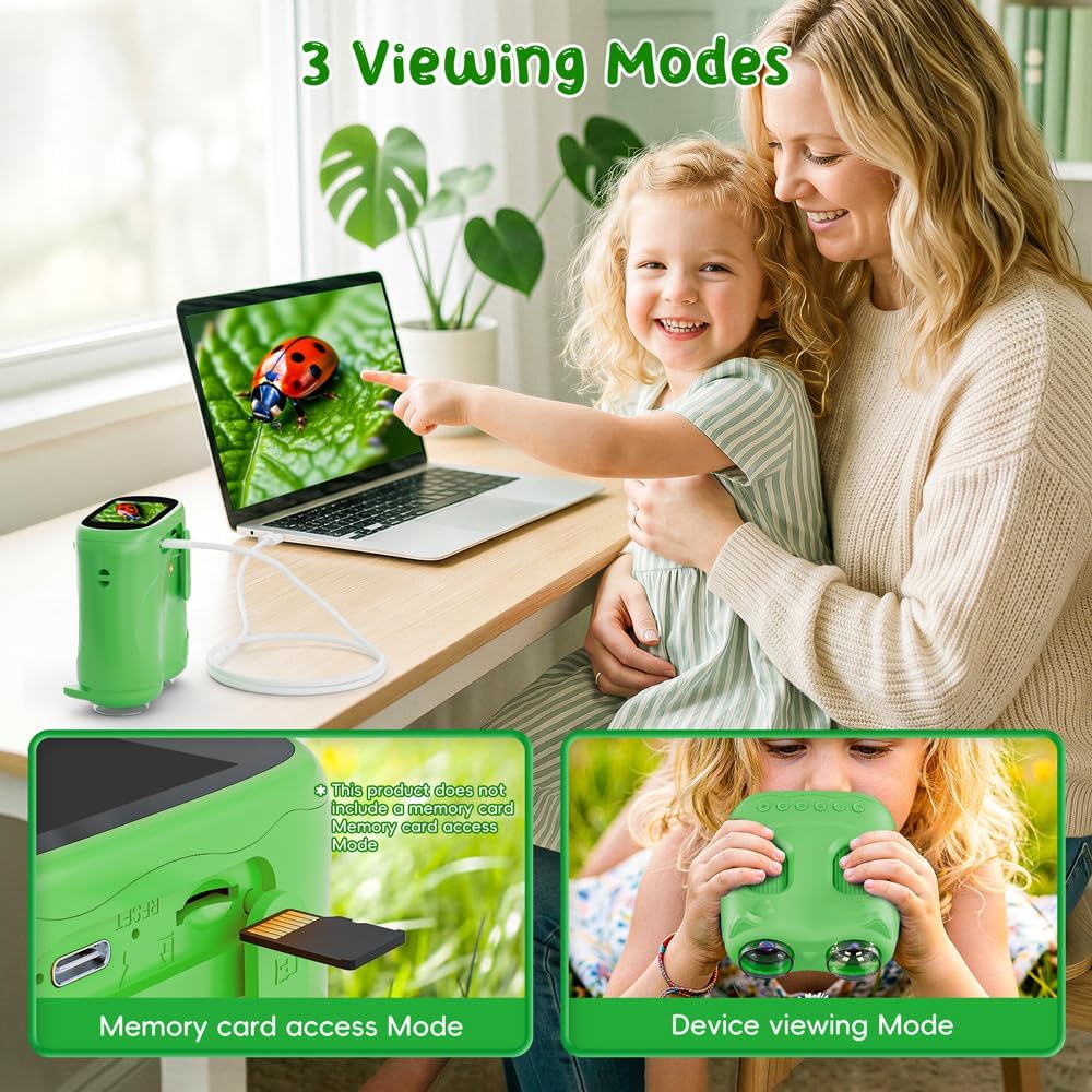 Thumbnail 6 de Temodu Digitales Mikroskop für Kinder – 2-in-1 Mikroskop und Fernglas mit 4K Bildschirm, tragbar, ab 3 Jahren