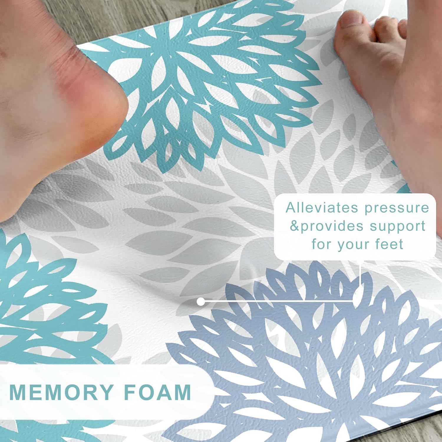 Thumbnail 2 de Teal Kitchen Mats Set of 2 Cushioned Anti-Fatigue Non-Slip Waterproof Runner Memory Foam Floor Mats
