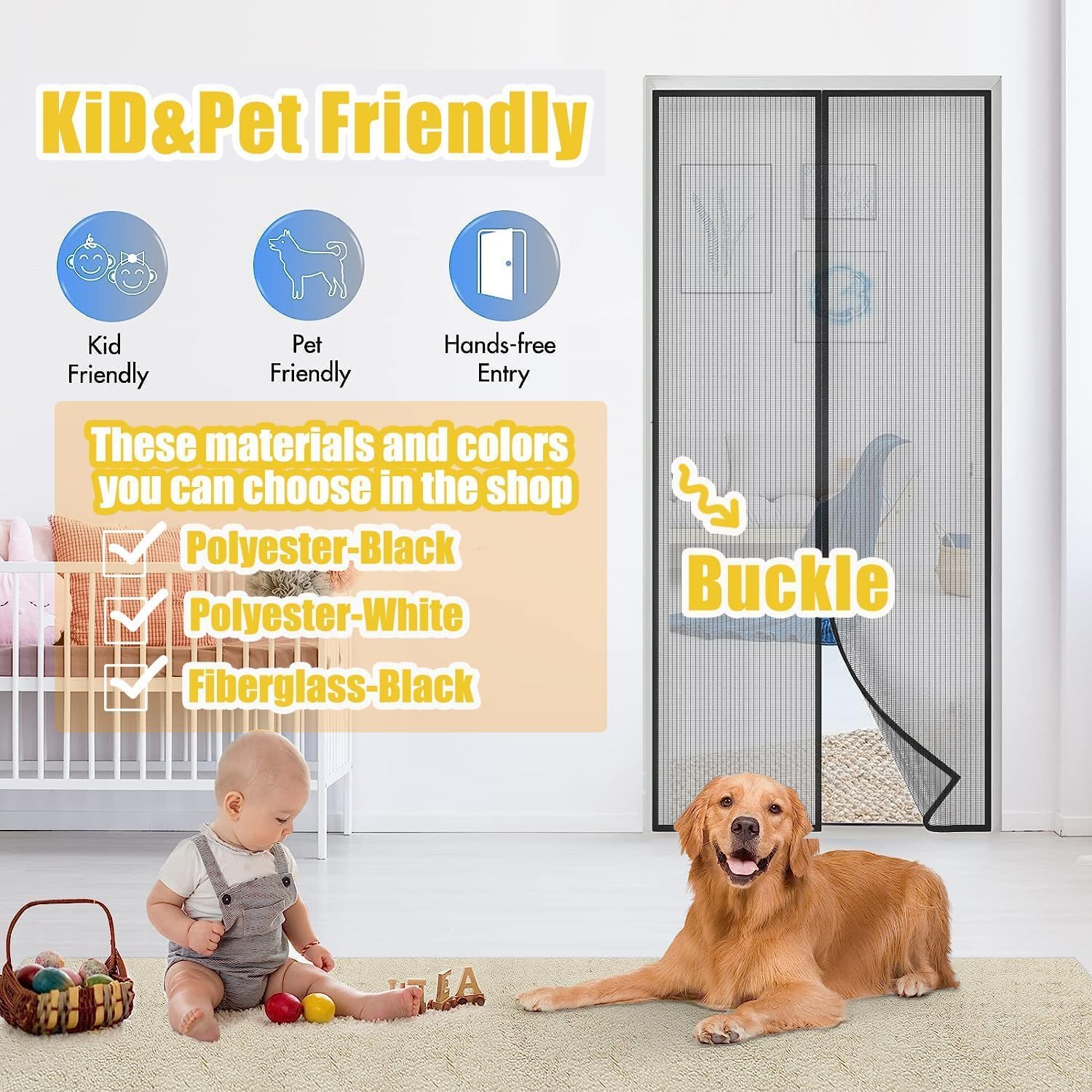 Detalle de Elytsemoh Magnetic Screen Door 48x80-Inch