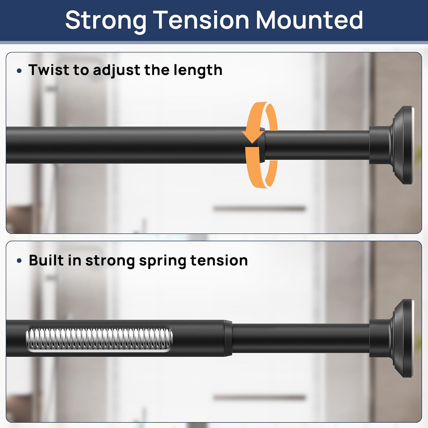 Thumbnail 2 de ENJOYBASICS Matte Black Shower Rod 30–76