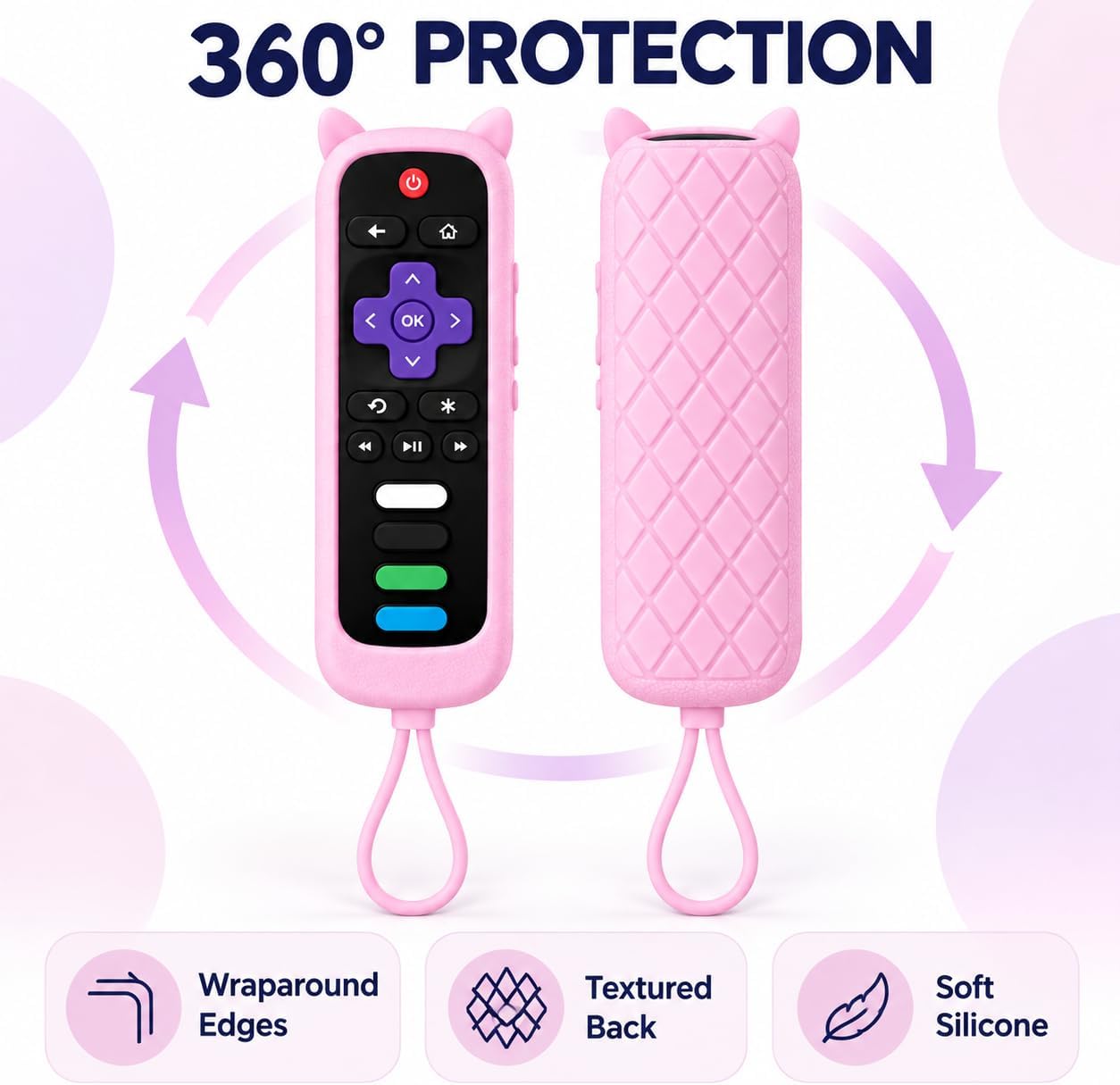 Detalle 2 de Case Cover for Roku TV Remote with Glow-in-the-Dark Cat Ears