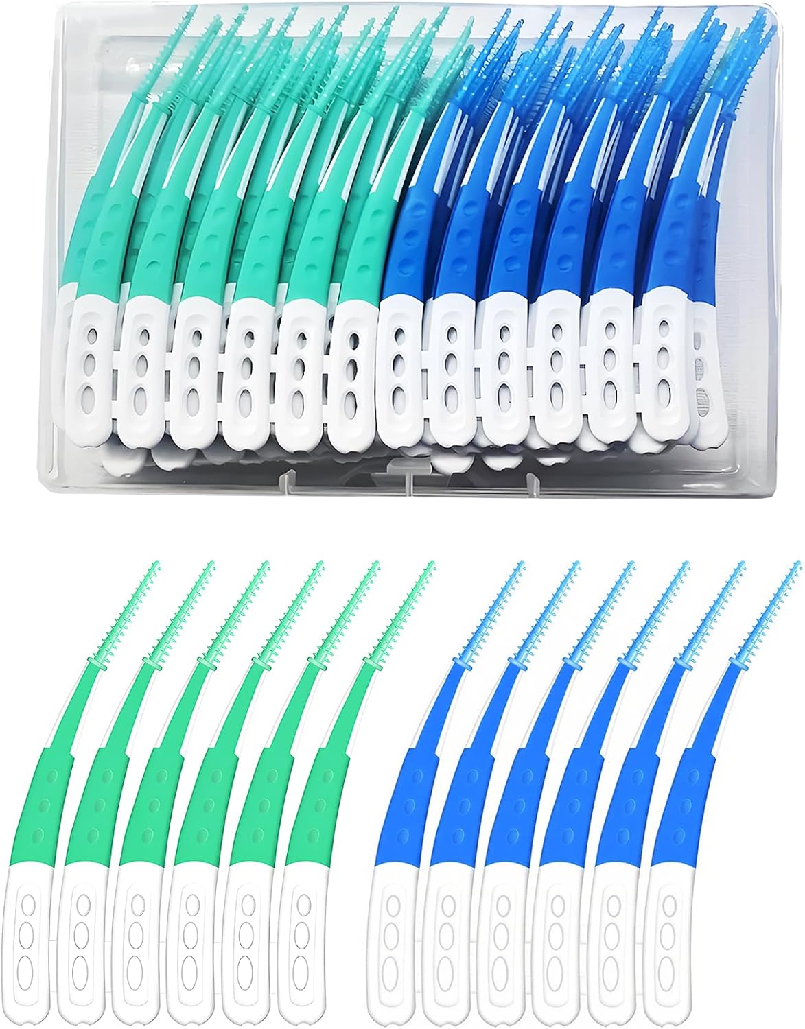 Detalle de 84 Pezzi Scovolini Dentali Curvi in Silicone – Pulizia Interdentale Delicata e Efficace per Casa, Viaggi e Ufficio
