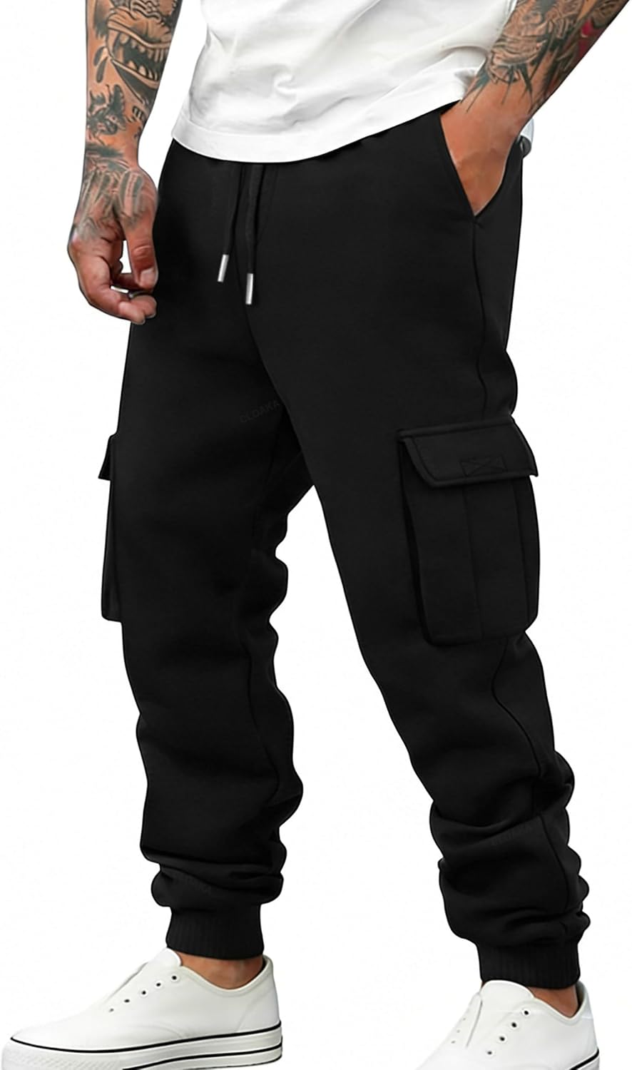 Detalle de CLOAKA Jogginghose Herren – Baumwolle Cargo Baggy mit elastischer Taille und Kordelzug