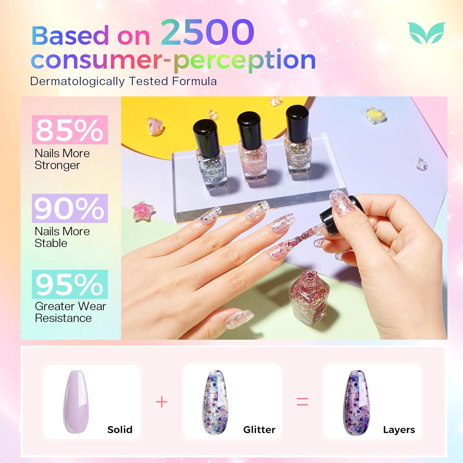 Detalle 1 de Morovan Glitter Nail Polish Set, 6 Colors