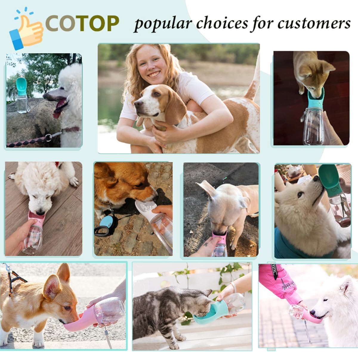 Thumbnail 5 de 350ml Portable Dog Water Bottle with Antibacterial Dispenser