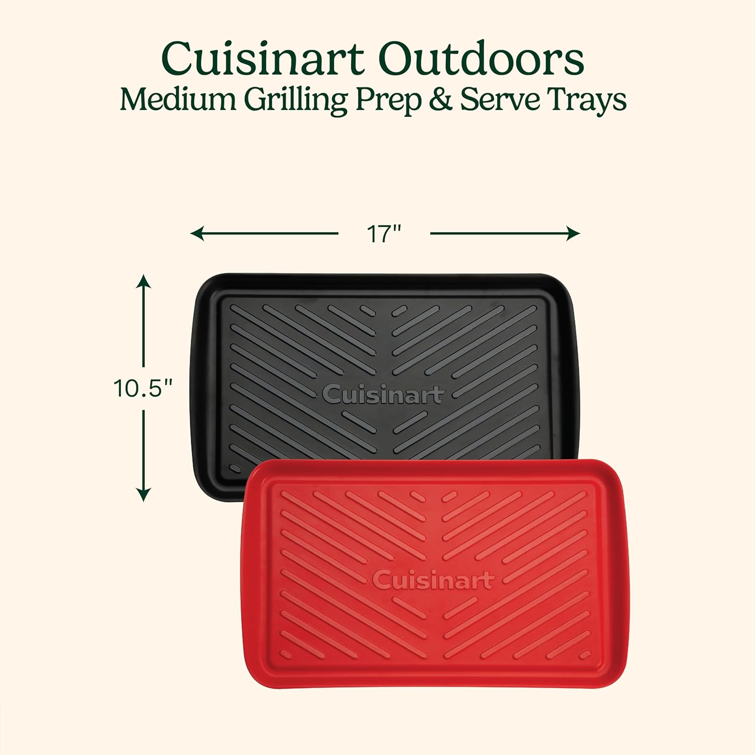 Detalle 2 de Cuisinart Grilling Prep & Serve Trays (17 x 10.5 in) — Red & Black, Dishwasher-Safe, Nesting BBQ Trays
