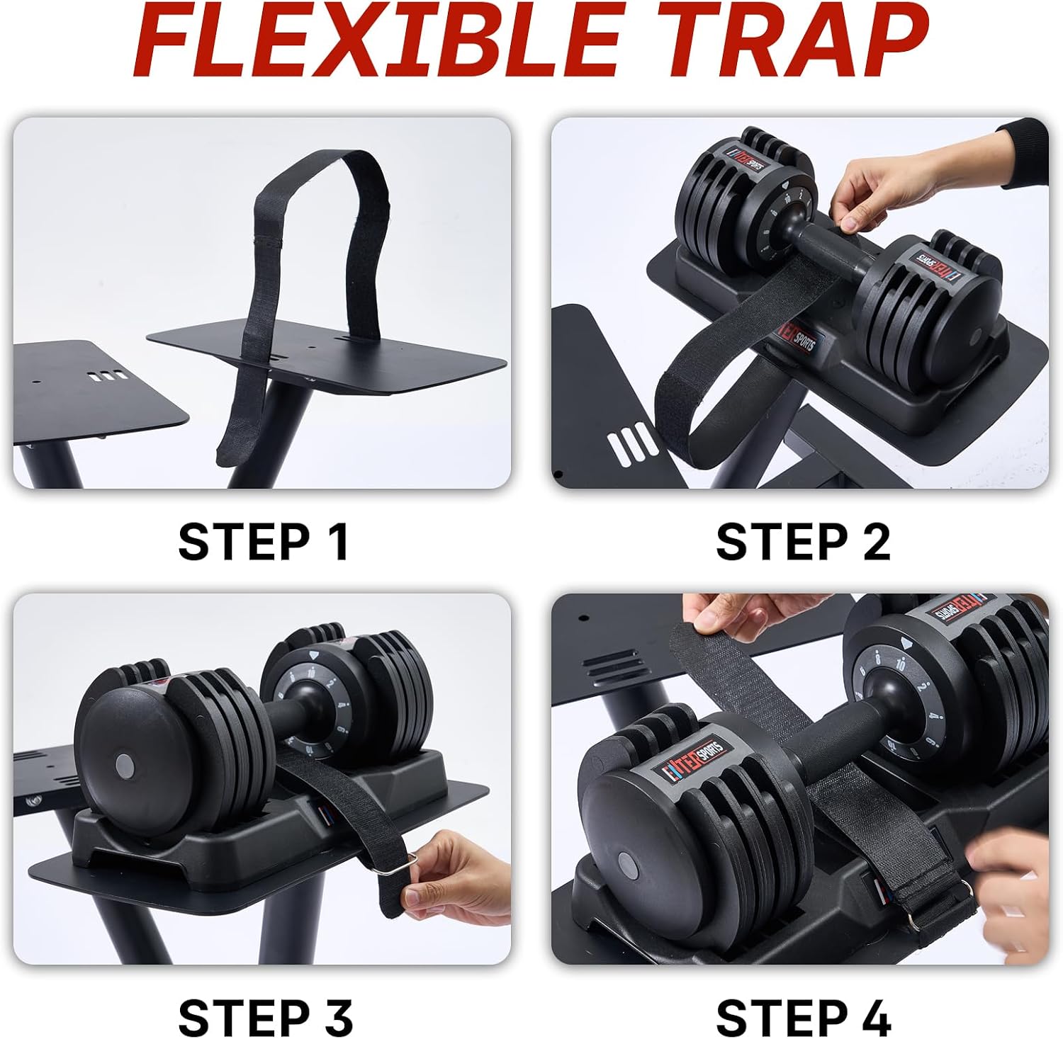 Detalle 2 de EnterSports Adjustable Dumbbell Stand with Wheels, 220 lb Capacity, 5–90 lb Fit