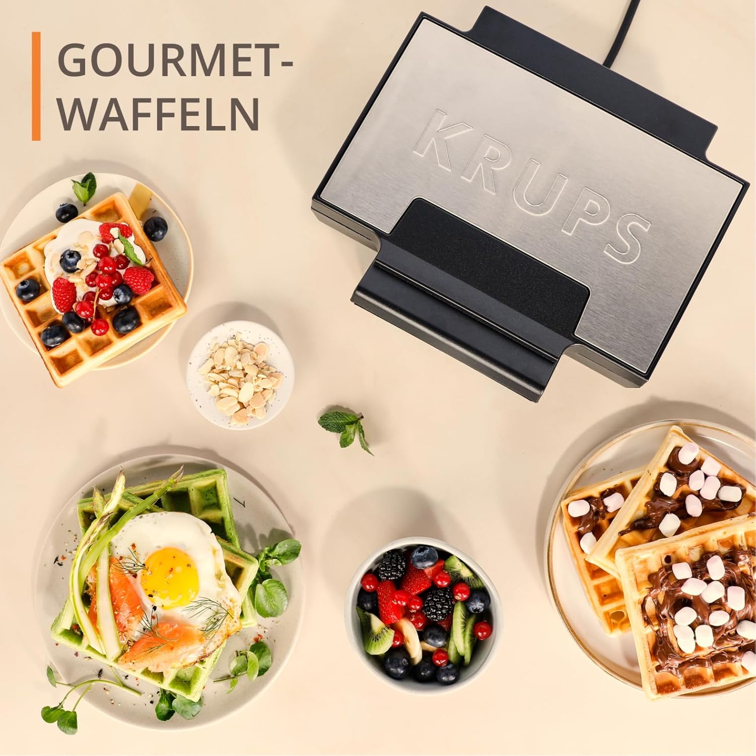 Thumbnail 3 de Krups FDK Iconic Waffeleisen FDK261 – 850 W, Keramikbeschichtete Antihaftplatten, vertikale Aufbewahrung