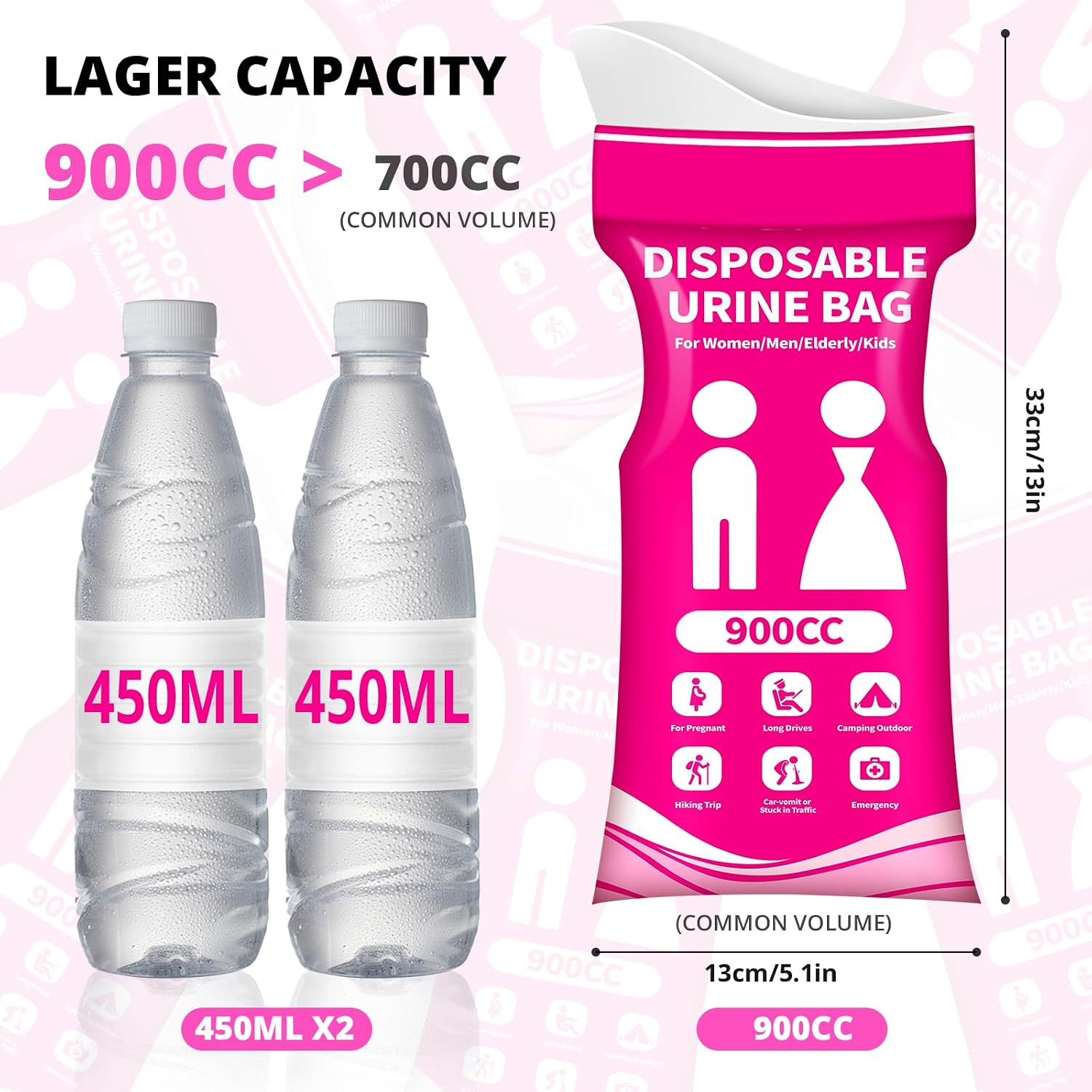 Thumbnail 1 de HOKINETY Urinebag Disposable Travel Urinal Bags, 900 mL, 12-Pack