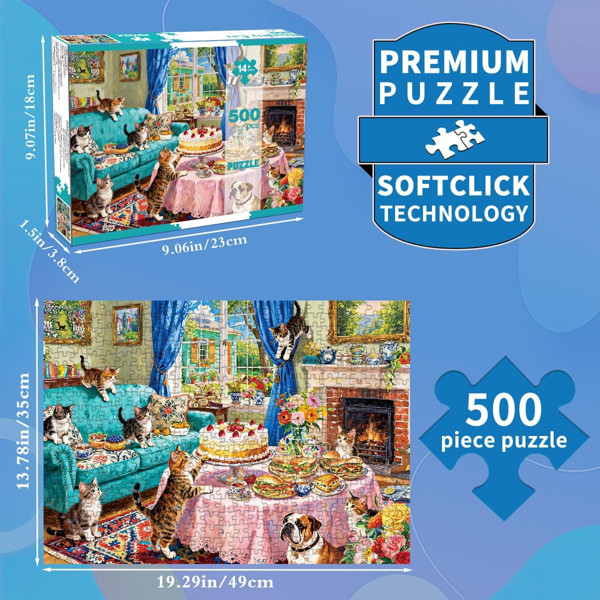 Detalle de 500-Piece Jigsaw Puzzles for Adults: Cute Kitten Scene (49 x 35 cm)