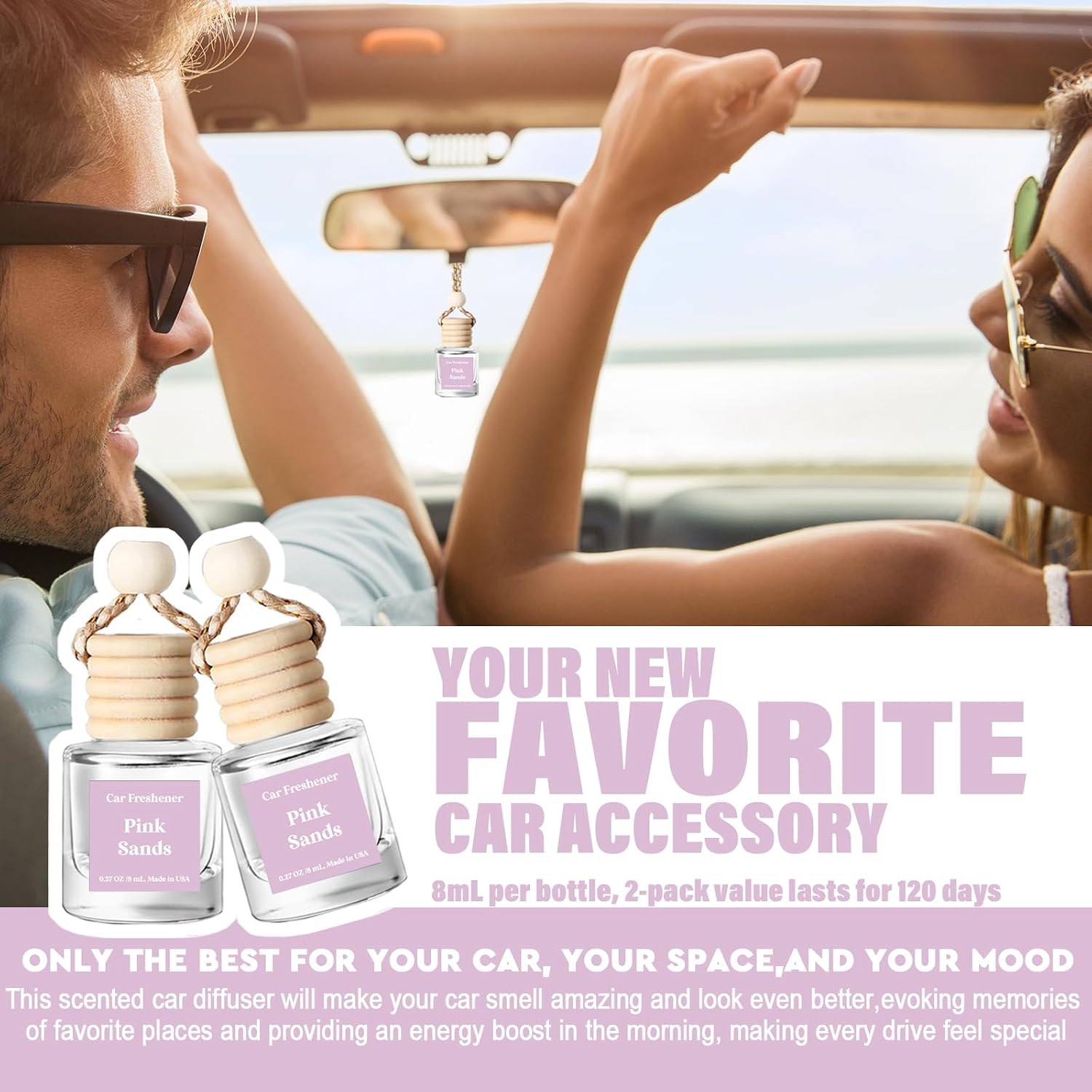 Detalle de C Classy Hanging Car Air Freshener 2 Pack – Pink Sands Diffuser