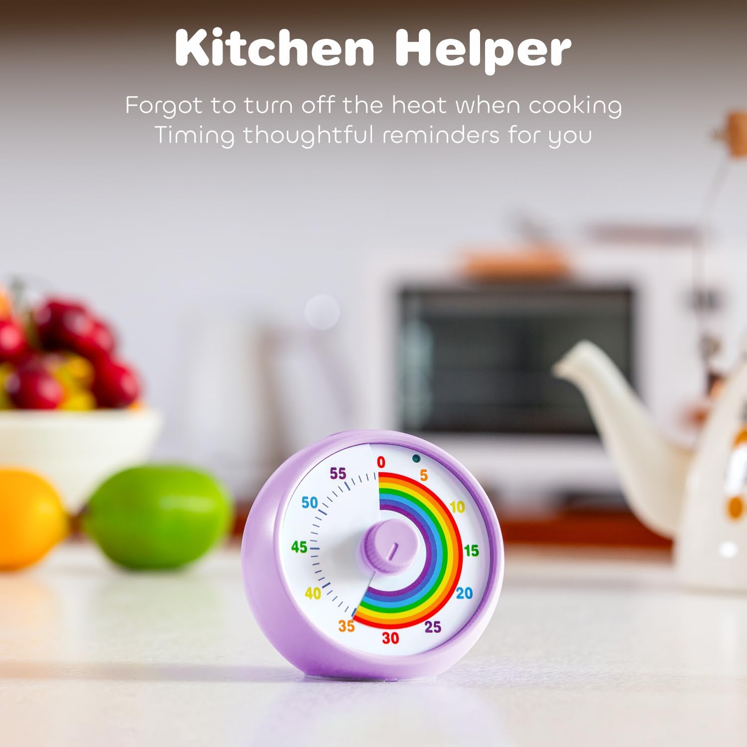 Detalle 2 de Visual Timer for Kids, 60-Minute Countdown (Purple Rainbow) – Silent Desk Timer for Time Management