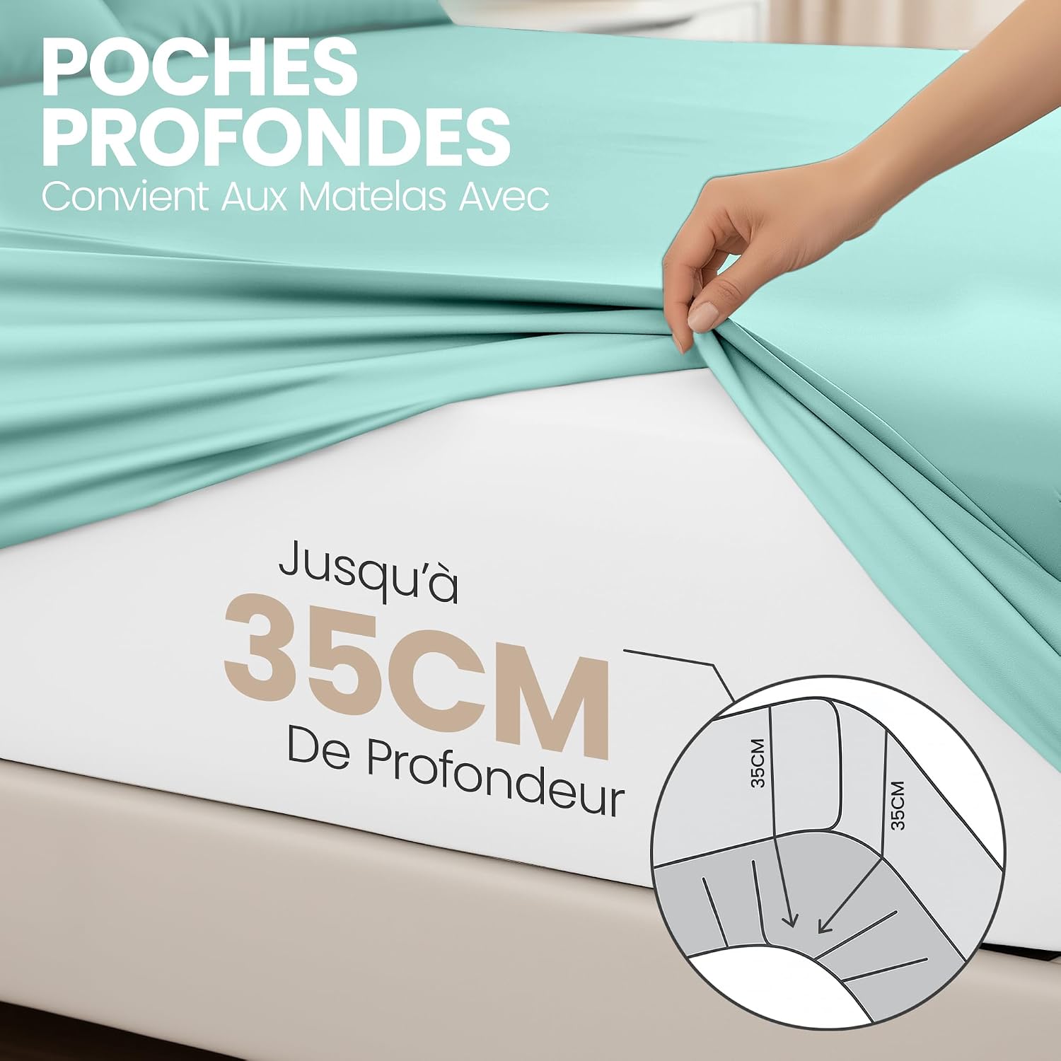 Thumbnail 3 de Utopia Bedding Draps housses 180 x 200 cm, 35 cm