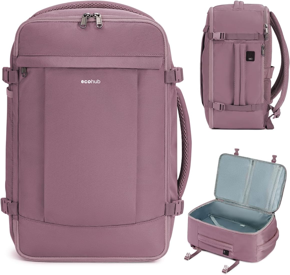 Detalle de ECOHUB 30L Handgepäck Rucksack – Diebstahlsicher, leicht und recycelbar