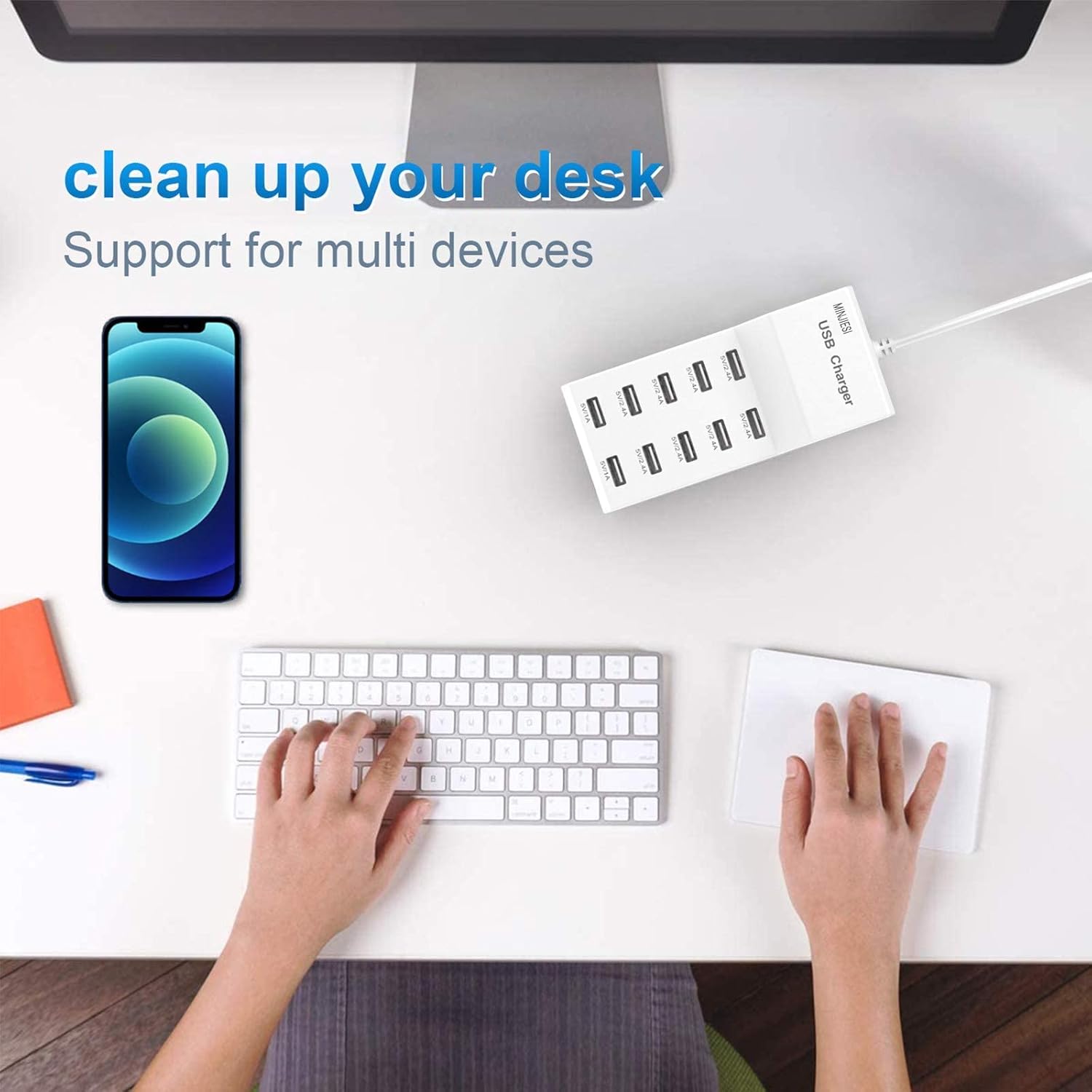 Detalle 2 de MINJIESI 10-Port USB Charger Hub 50W