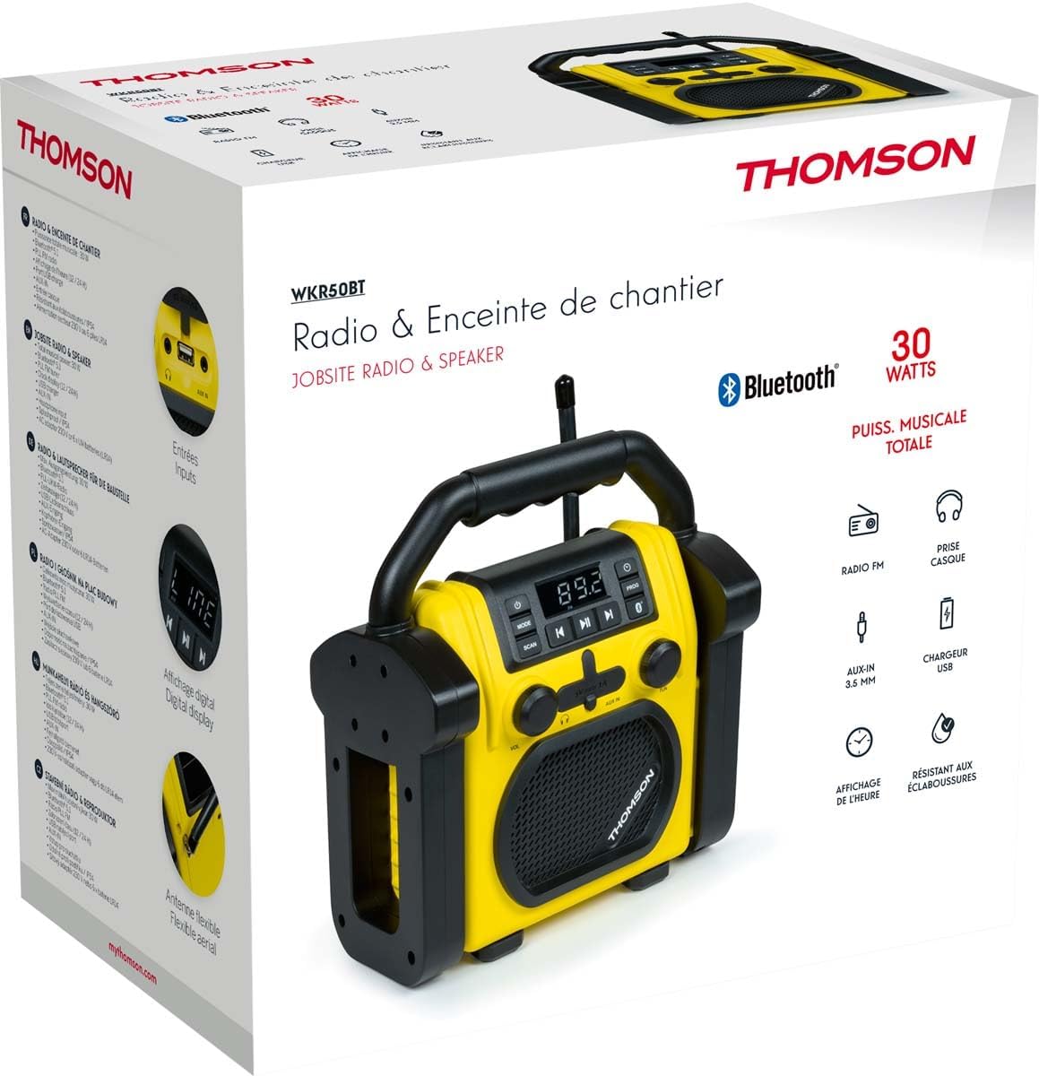 Thumbnail 4 de THOMSON Radio de chantier et enceinte 30 Watts avec Bluetooth, FM et batterie rechargeable