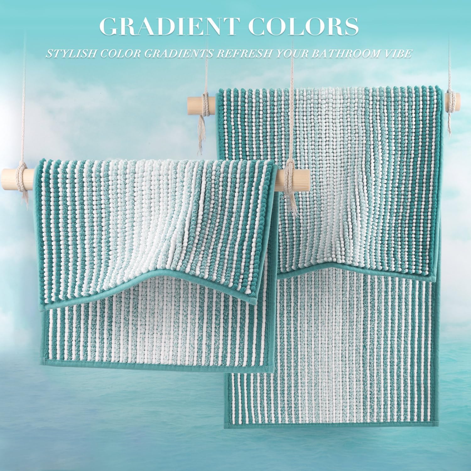 Detalle 2 de BSICPRO Bath Rugs 2-Piece Chenille Set