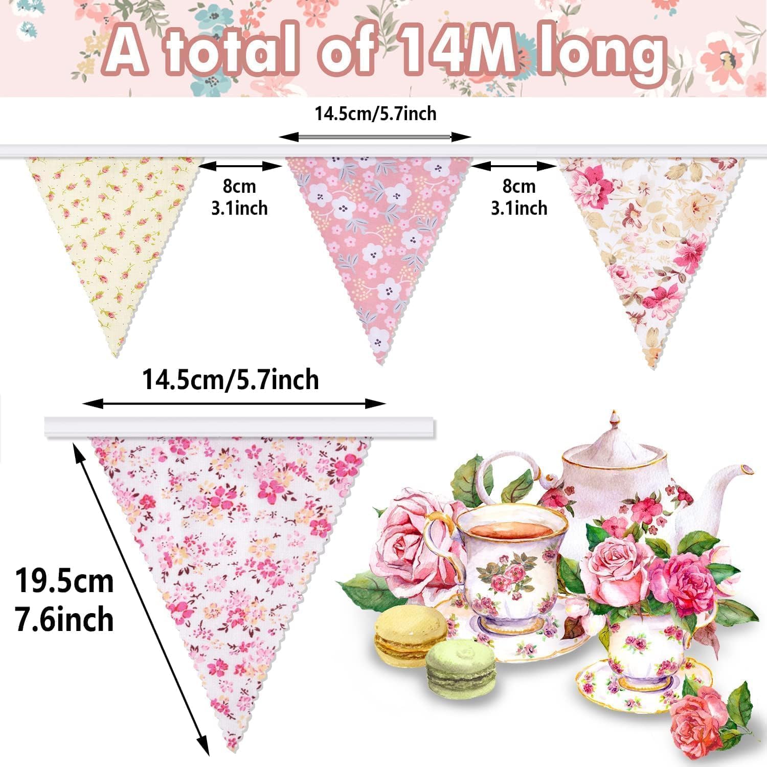 Detalle de Alintor 45.9ft 46pcs Bunting Flags