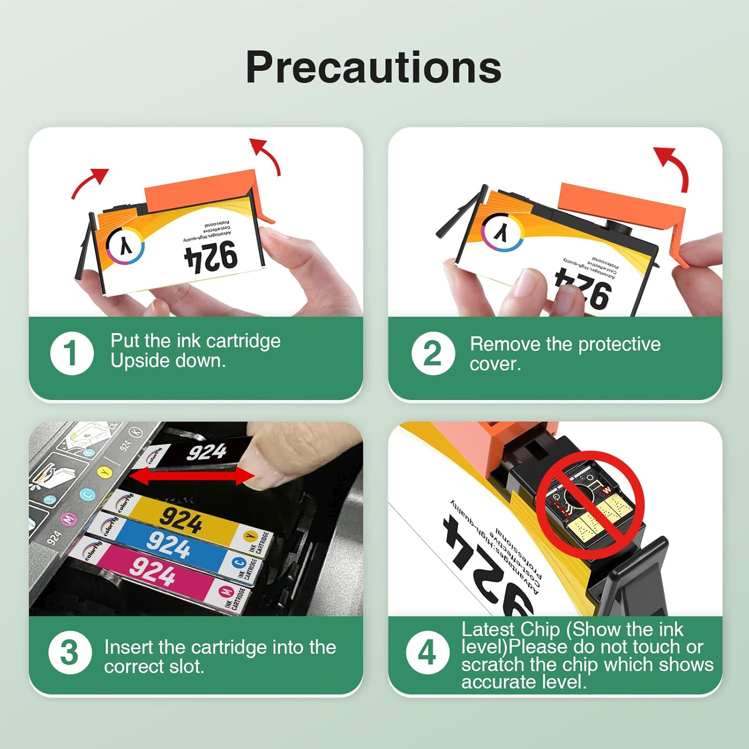 Thumbnail 3 de Colorfly 924 ink cartridges (4-pack) for HP 924 — compatible for OfficeJet Pro 8120 series, with chip remover tool