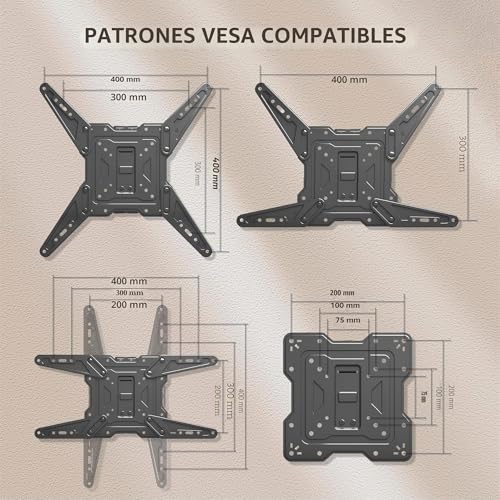 Detalle de XINLEI Soporte TV Pared para 26-55" con Articulación y Rotación (MAP3): Inclinable, Giratorio y de Bajo Perfil
