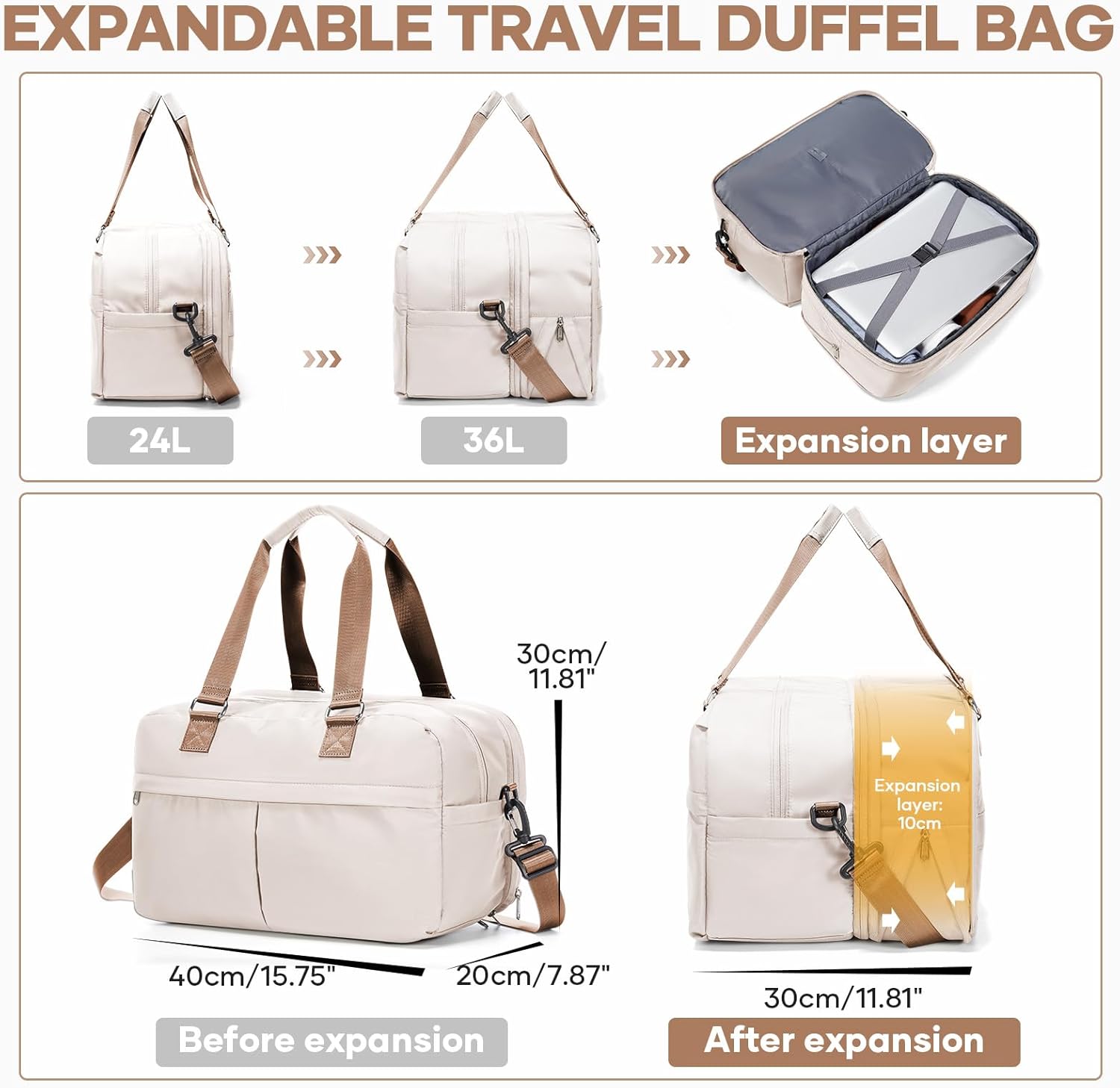 Thumbnail 2 de Ryanair Underseat Cabin Bag 40x30x20 (Expandable to 40x30x25) – Beige/Brown