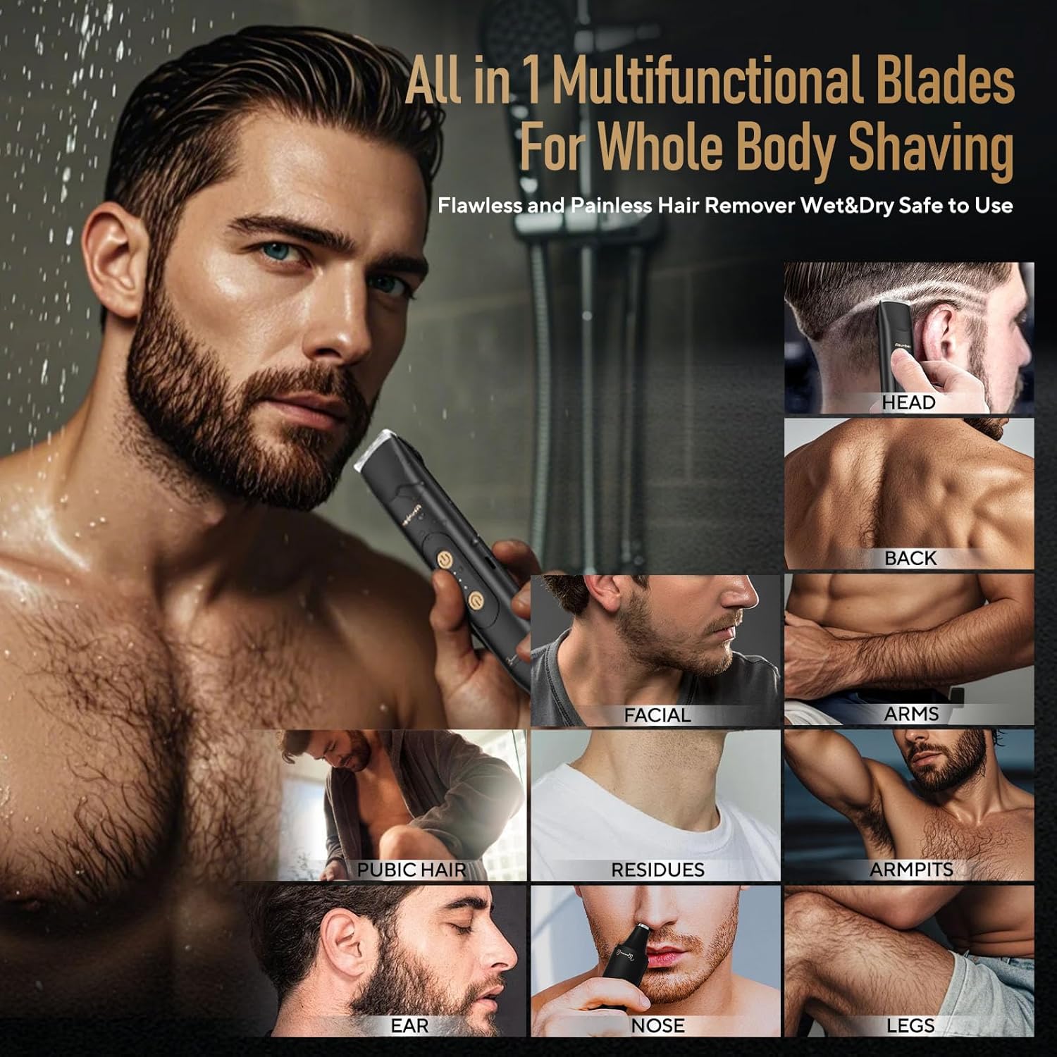 Thumbnail 4 de Akunbem Groin & Body Hair Trimmer for Women and Men: IPX7, Dual-Head Waterproof Shaver