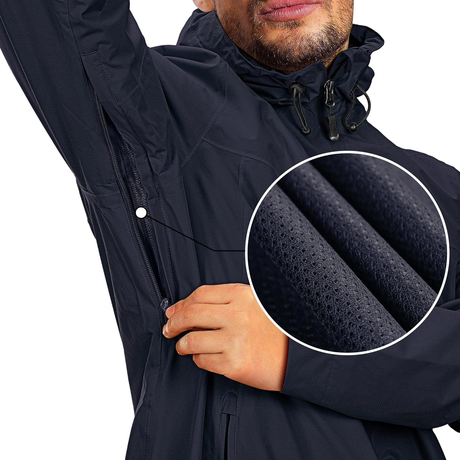 Detalle de 33,000ft Men's Outdoor Waterproof Jacket – Packable Windbreaker for Cycling, Hiking and Travel