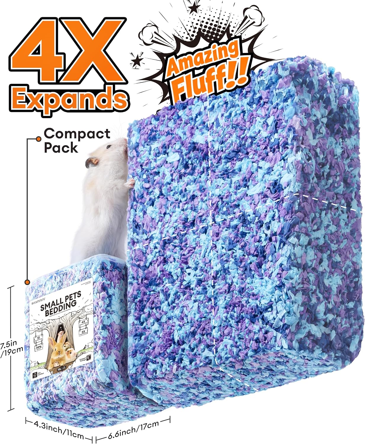 Detalle 2 de BUCATSTATE Hamster Bedding 70L — Truly 99% Dust-Free, Odour-Controlled Paper Bedding (Twilight Blue)
