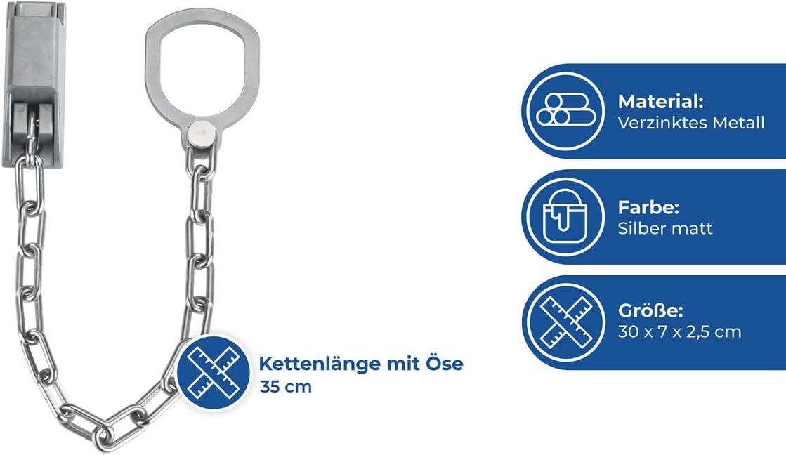 Detalle de Maximex Chaîne poignée de porte verrouillable, Argent mat