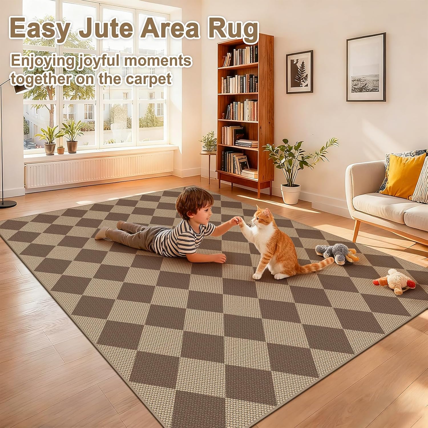 Thumbnail 2 de Capslpad Outdoor Teppich 120x180 cm mit Jute-Look und Rauten-Design (braun)