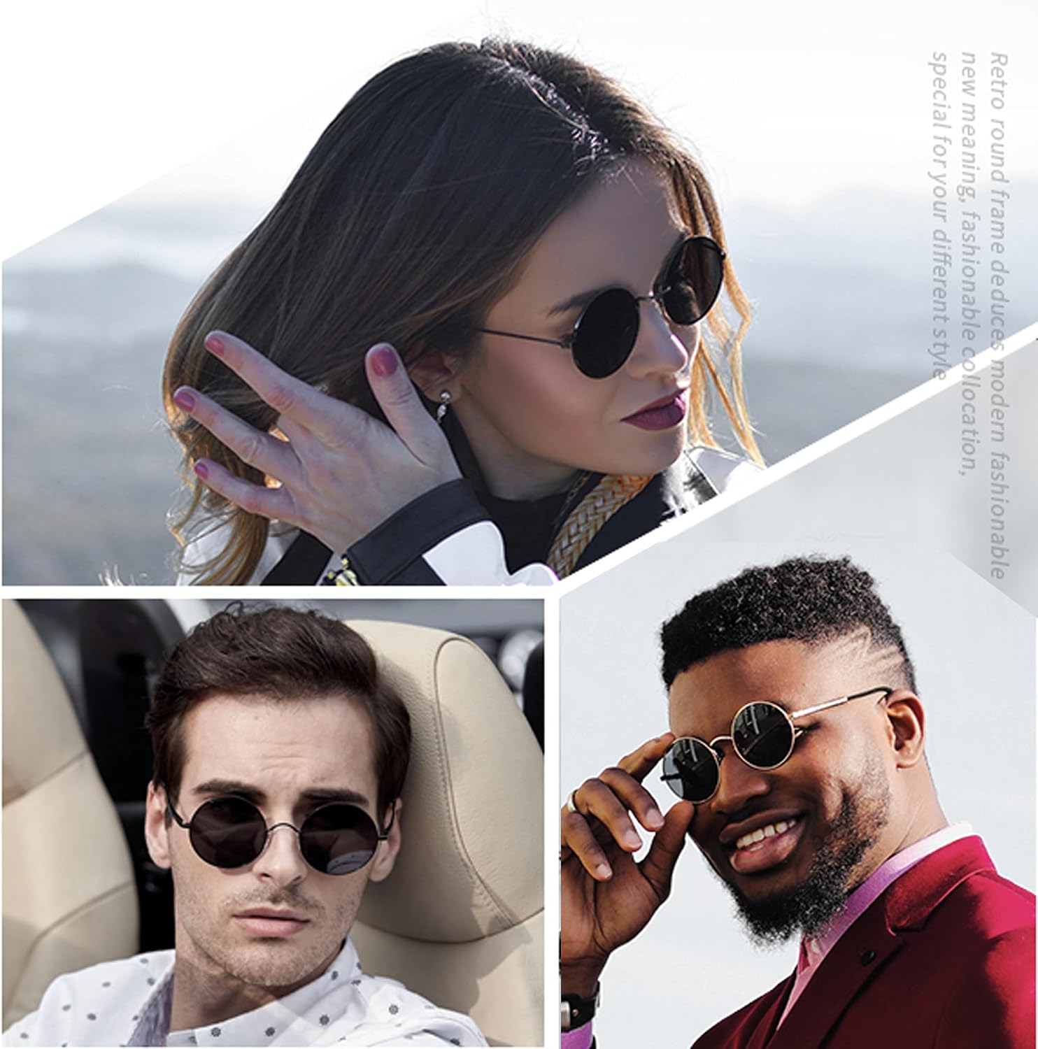 Detalle 2 de Joopin Small Round Polarized Sunglasses, UV400, 18g Metal Alloy Frame
