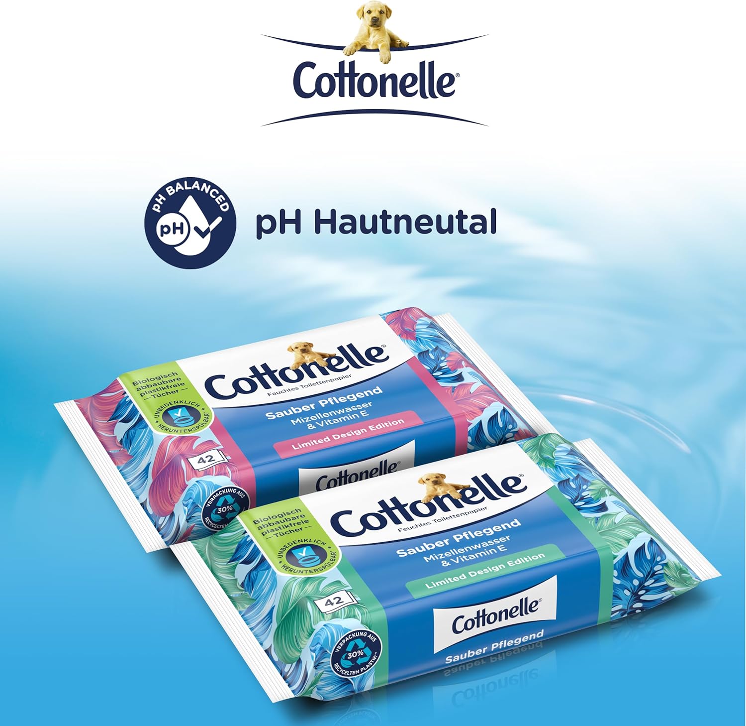 Detalle de Cottonelle Feuchtes Toilettenpapier – Sauber Pflegend mit Wasser-Micelle, 12 x 42 Tücher