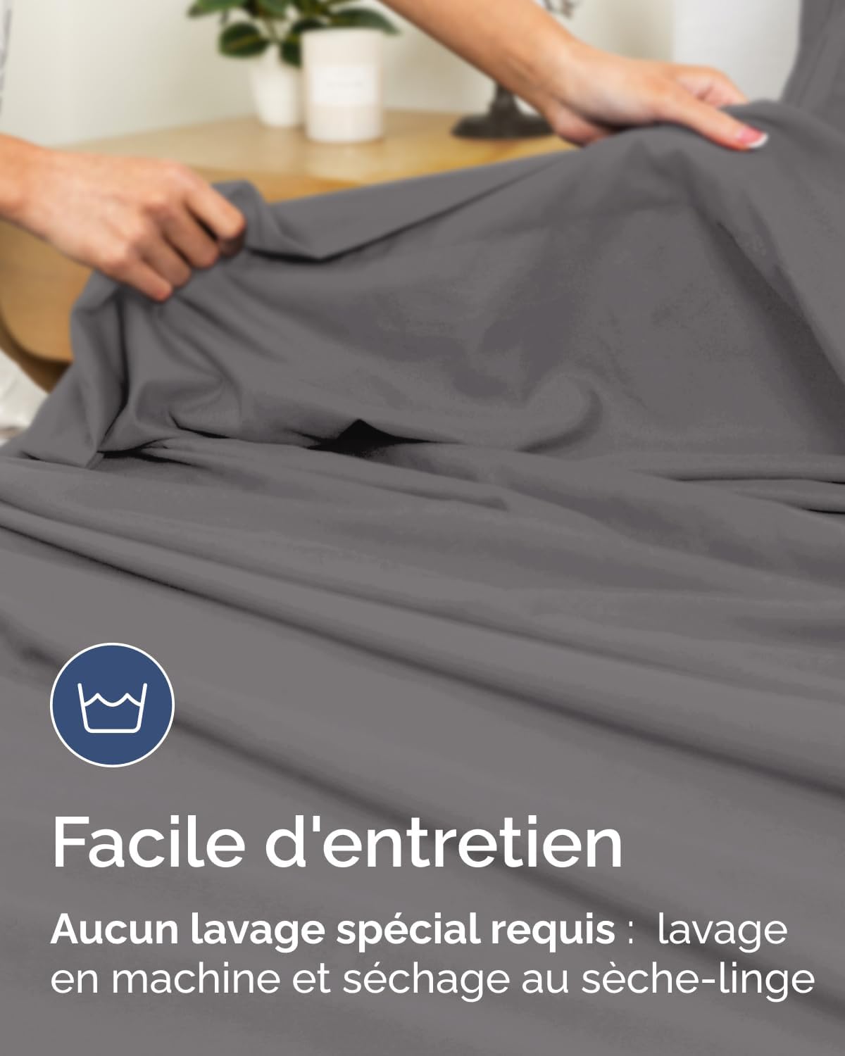 Thumbnail 6 de Drap housse CGK Unlimited 140x200 cm bonnet 40 cm extra profond en microfibre gris foncé