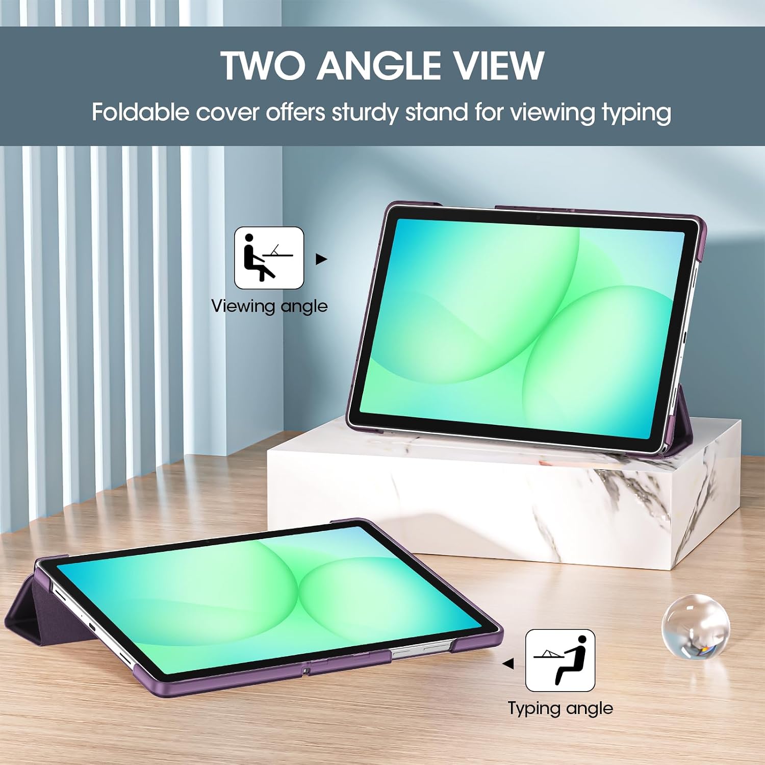 Detalle de ProCase tri-fold case for Samsung Galaxy Tab A11+ / A9+ 11-inch (SM-X230 / SM-X210) with auto sleep & wake