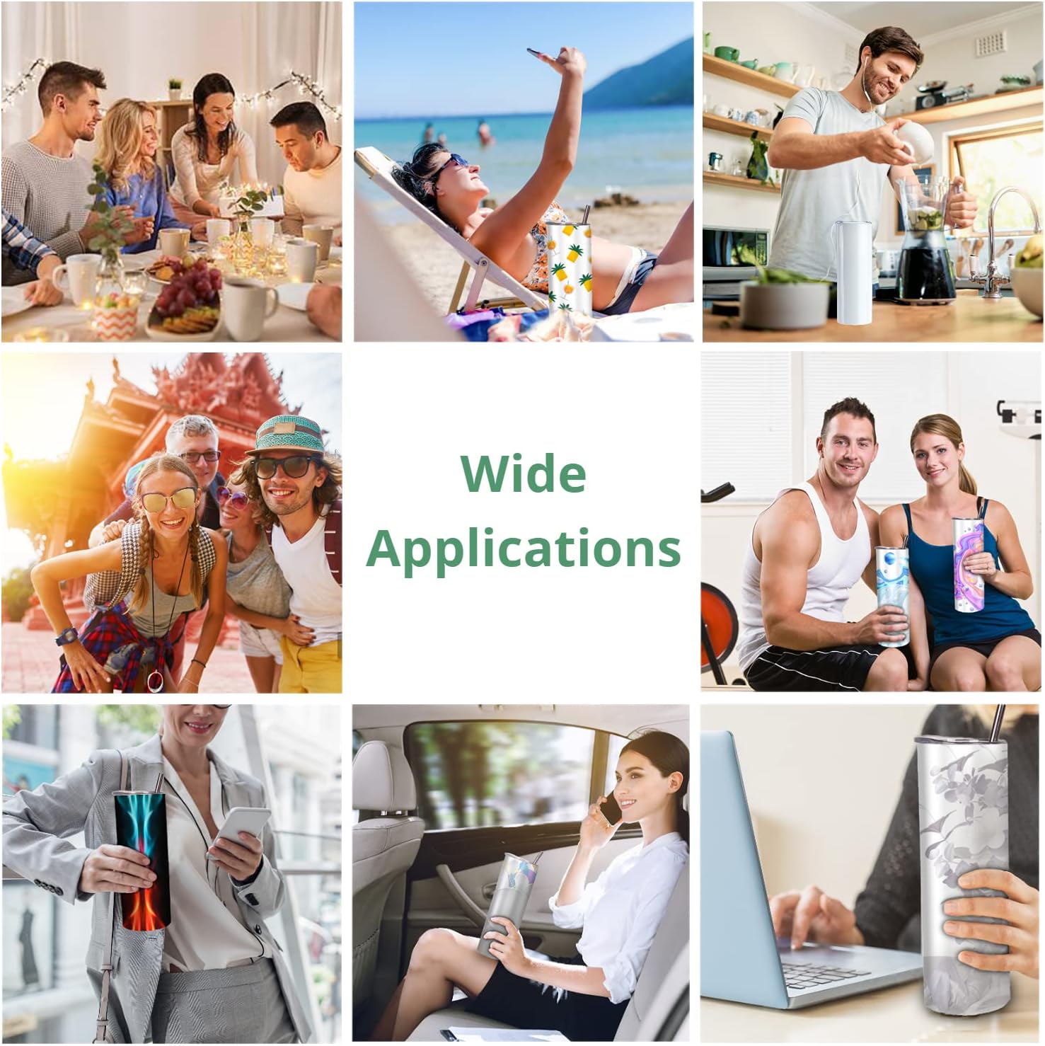 Thumbnail 5 de ZONEGRACE 50-Pack 20 oz Skinny Sublimation Tumblers (Straight) with Lids