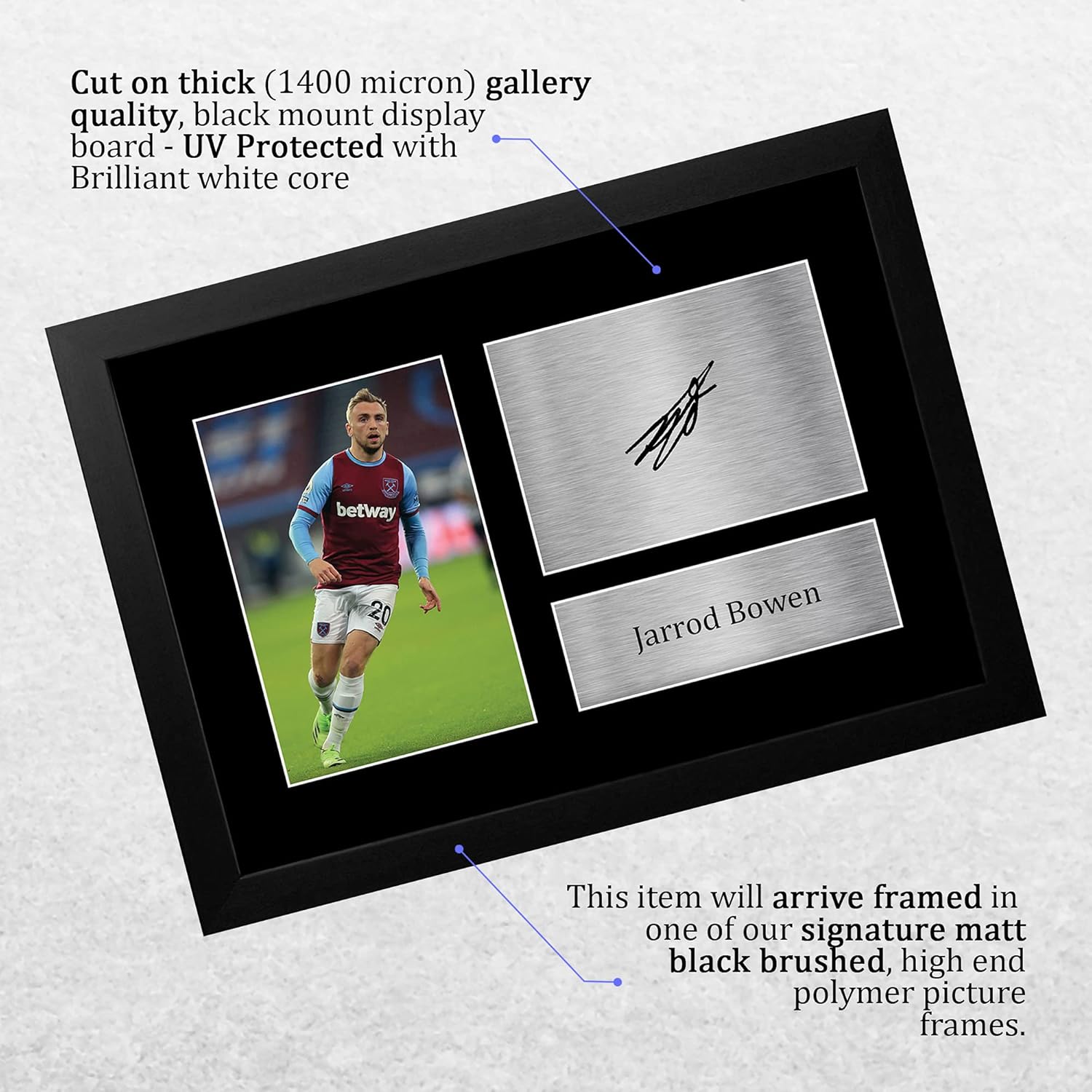 Thumbnail 2 de Jarrod Bowen West Ham United A4 framed signed autograph picture (HWC Trading) for football fans