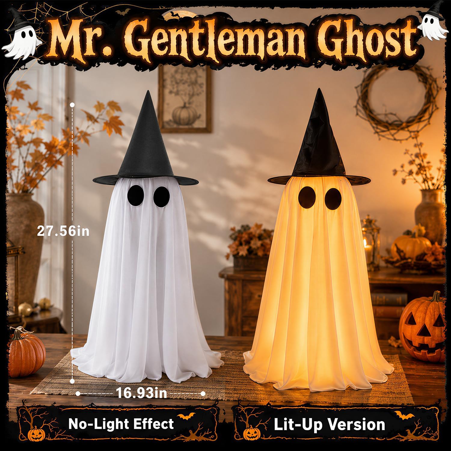 Detalle de Light-Up Ghost Halloween Decorations, 2-Pack