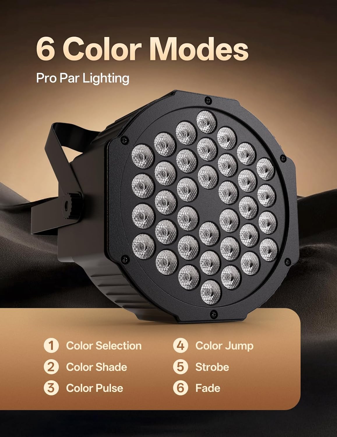Thumbnail 2 de 36 LED Stage Lights 7 Modes RGB DJ Par Lights (10 Packs) with Sound Activated Remote and DMX Control
