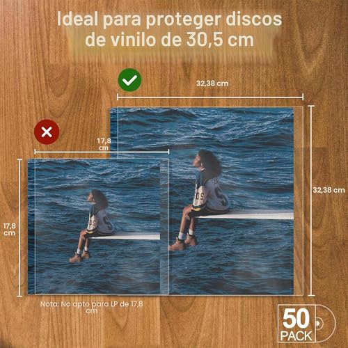 Detalle de GPXIIZ 50x Fundas Vinilos LP Exterior 12 Pulgadas Transparente