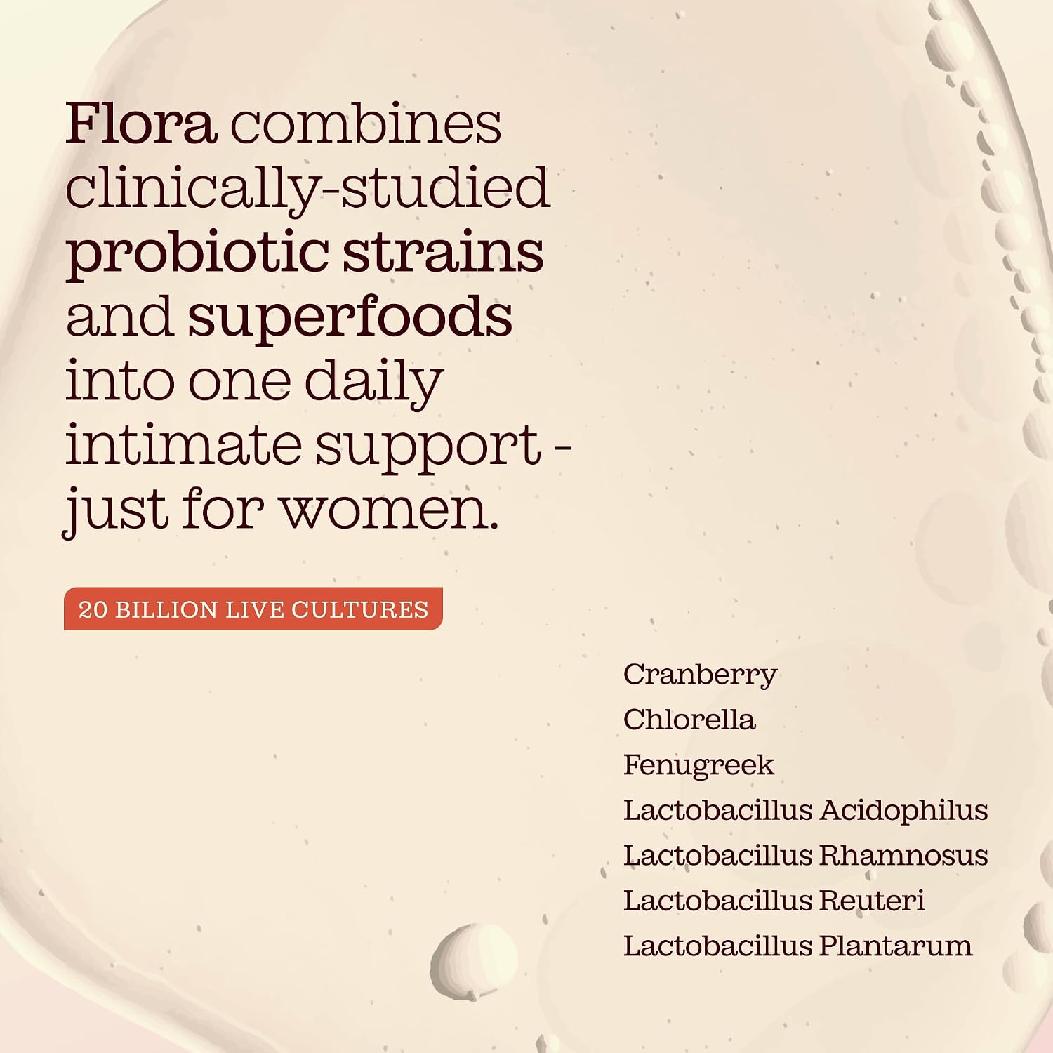 Detalle 2 de Intimate Flora Probiotics for Women by Free Soul — 20 Billion CFU with Cranberry, Fenugreek & Chlorella