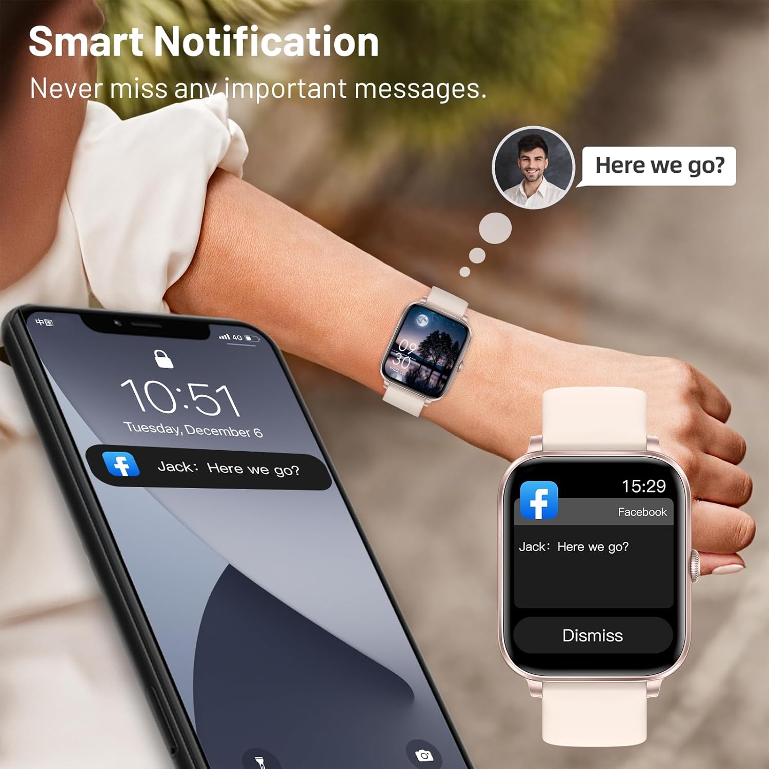 Thumbnail 2 de Unbranded Smart Watch for Men & Women with Bluetooth Calling, 1.83" HD Touch Screen and IP67 Fitness Tracking
