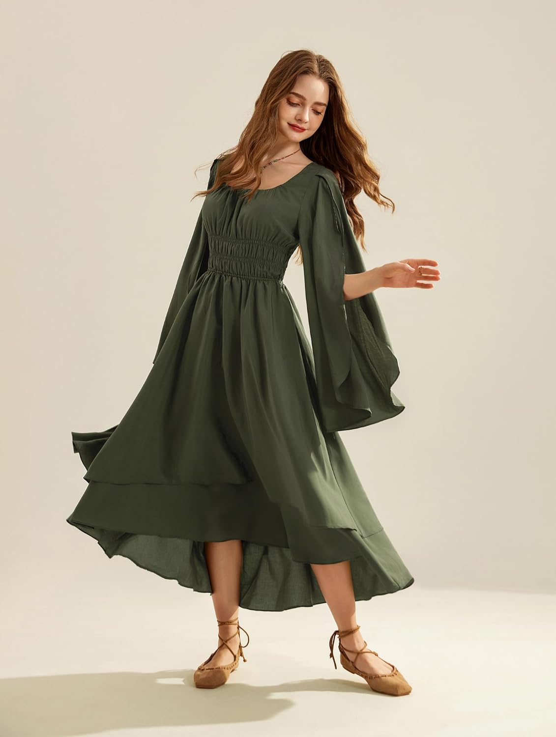 Thumbnail 3 de SCARLET DARKNESS Damen Renaissance-Corsagenkleid „Scarlet Darkness“ – High-Low Mittelalter High Low Swing-Kleid